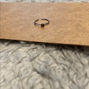 Chic Silver nose Ring with Rich Brown Stone